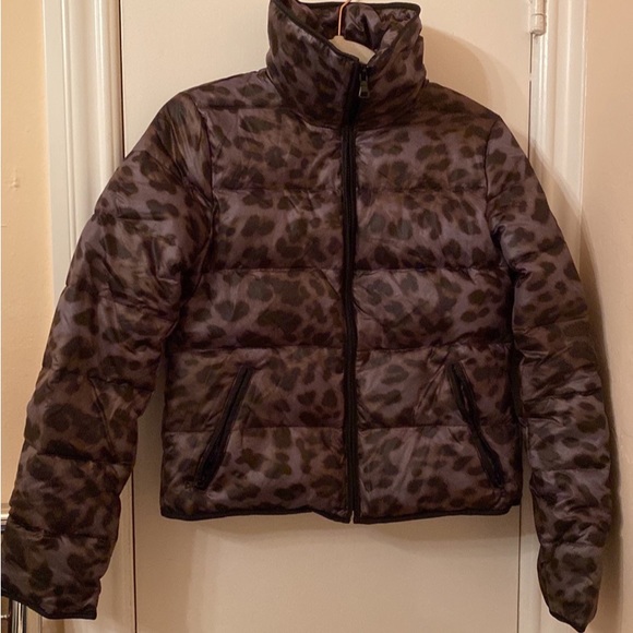 Moda International Women Leopard print Puffer Down Jacket XS - Picture 1 of 4